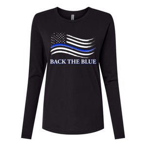 Back The Blue Thin Blue Line USA Flag Womens Cotton Relaxed Long Sleeve T-Shirt