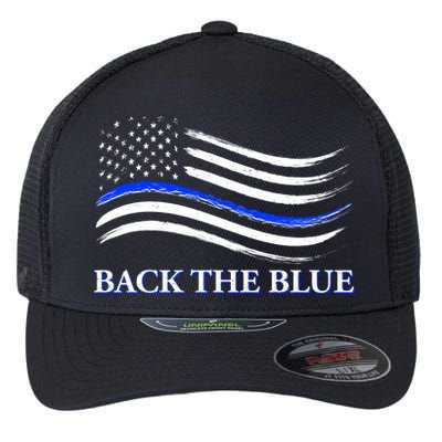 Back The Blue Thin Blue Line USA Flag Flexfit Unipanel Trucker Cap