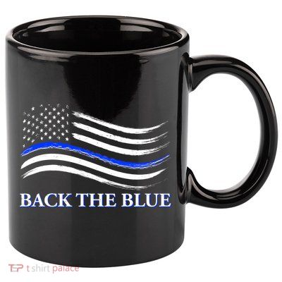 Back The Blue Thin Blue Line USA Flag 11oz C Handle Ceramic Mug
