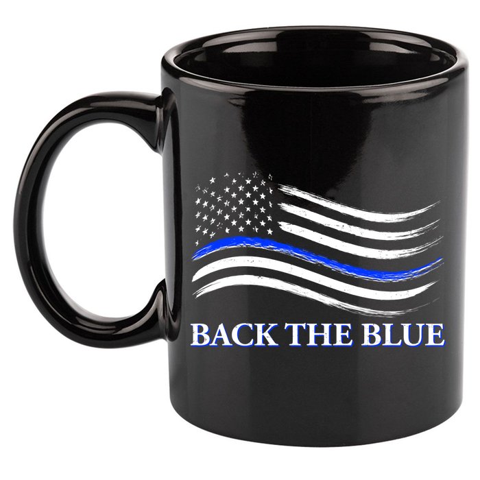 Back The Blue Thin Blue Line USA Flag 11oz C Handle Ceramic Mug
