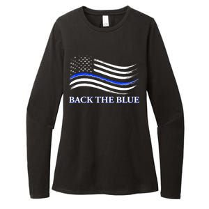 Back The Blue Thin Blue Line USA Flag Womens CVC Long Sleeve Shirt