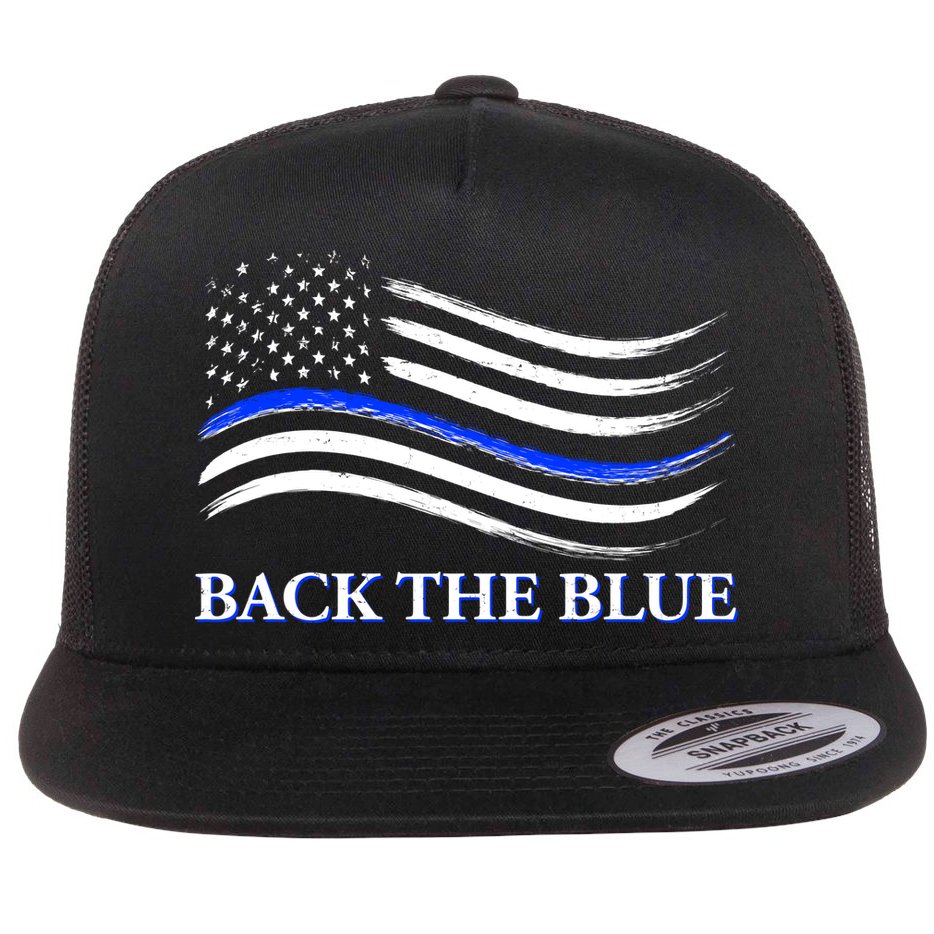Back The Blue Thin Blue Line USA Flag Flat Bill Trucker Hat