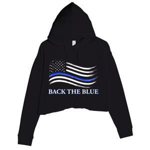 Back The Blue Thin Blue Line USA Flag Crop Fleece Hoodie