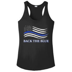 Back The Blue Thin Blue Line USA Flag Ladies PosiCharge Competitor Racerback Tank