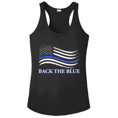 Back The Blue Thin Blue Line USA Flag Ladies PosiCharge Competitor Racerback Tank