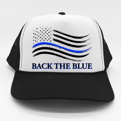 Back The Blue Thin Blue Line USA Flag Trucker Hat