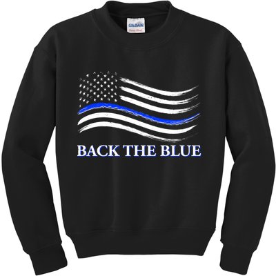 Back The Blue Thin Blue Line USA Flag Kids Sweatshirt
