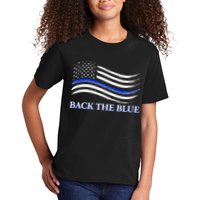 Back The Blue Thin Blue Line USA Flag Kids T-Shirt