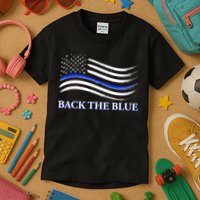 Back The Blue Thin Blue Line USA Flag Kids T-Shirt