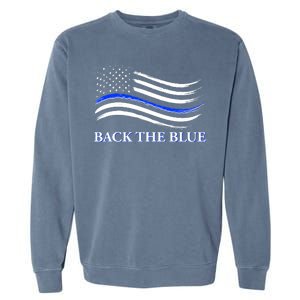 Back The Blue Thin Blue Line USA Flag Garment-Dyed Sweatshirt