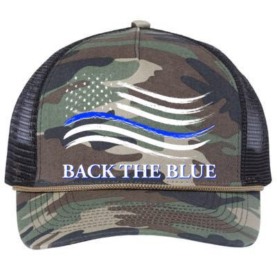 Back The Blue Thin Blue Line USA Flag Retro Rope Trucker Hat Cap