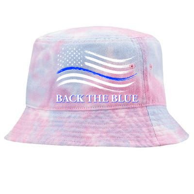 Back The Blue Thin Blue Line USA Flag Tie-Dyed Bucket Hat