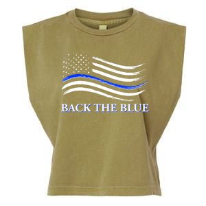 Back The Blue Thin Blue Line USA Flag Garment-Dyed Women's Muscle Tee