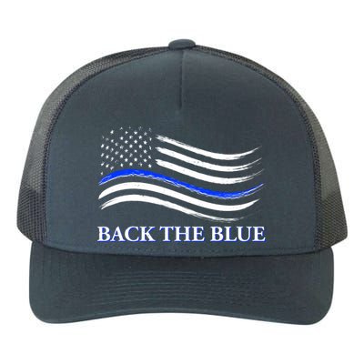 Back The Blue Thin Blue Line USA Flag Yupoong Adult 5-Panel Trucker Hat