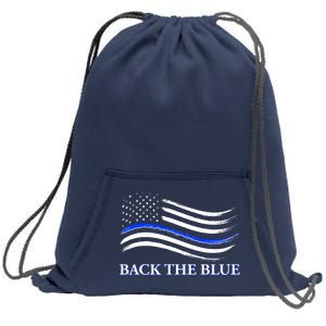 Back The Blue Thin Blue Line USA Flag Sweatshirt Cinch Pack Bag