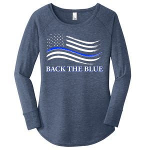 Back The Blue Thin Blue Line USA Flag Women's Perfect Tri Tunic Long Sleeve Shirt