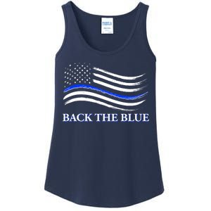 Back The Blue Thin Blue Line USA Flag Ladies Essential Tank