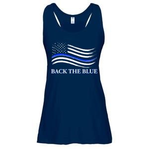 Back The Blue Thin Blue Line USA Flag Ladies Essential Flowy Tank