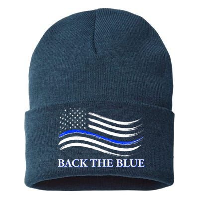 Back The Blue Thin Blue Line USA Flag Sustainable Knit Beanie