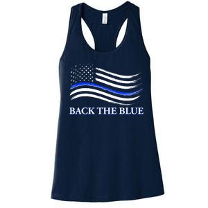 Back The Blue Thin Blue Line USA Flag Women's Racerback Tank