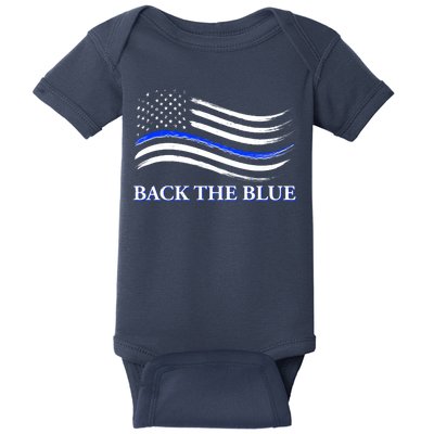 Back The Blue Thin Blue Line USA Flag Baby Bodysuit