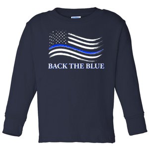 Back The Blue Thin Blue Line USA Flag Toddler Long Sleeve Shirt