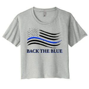 Back The Blue Thin Blue Line USA Flag Women's Crop Top Tee