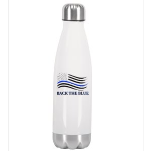 Back The Blue Thin Blue Line USA Flag Stainless Steel Insulated Water Bottle