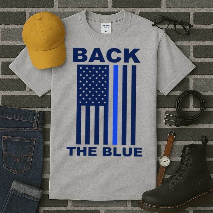 Back The Blue US Thin Line Support Cops Tall T-Shirt