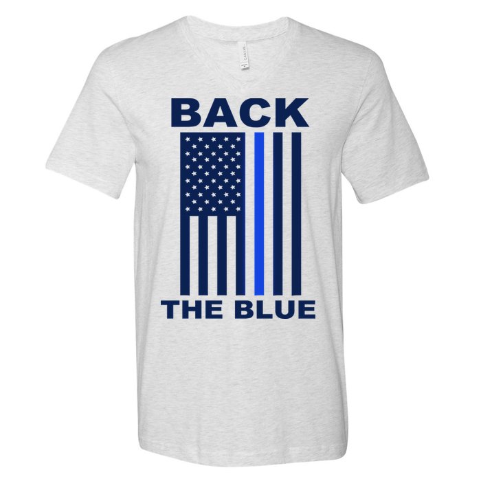 Back The Blue US Thin Line Support Cops V-Neck T-Shirt