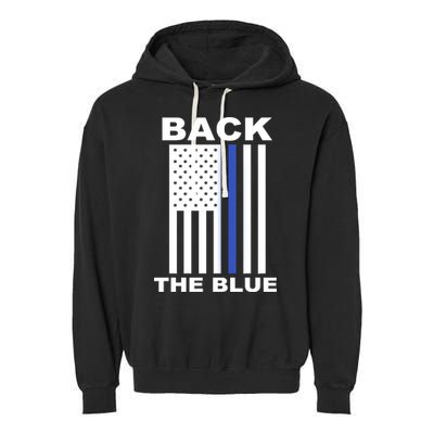 Back The Blue US Thin Line Support Cops Garment-Dyed Fleece Hoodie