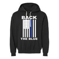 Back The Blue US Thin Line Support Cops Garment-Dyed Fleece Hoodie