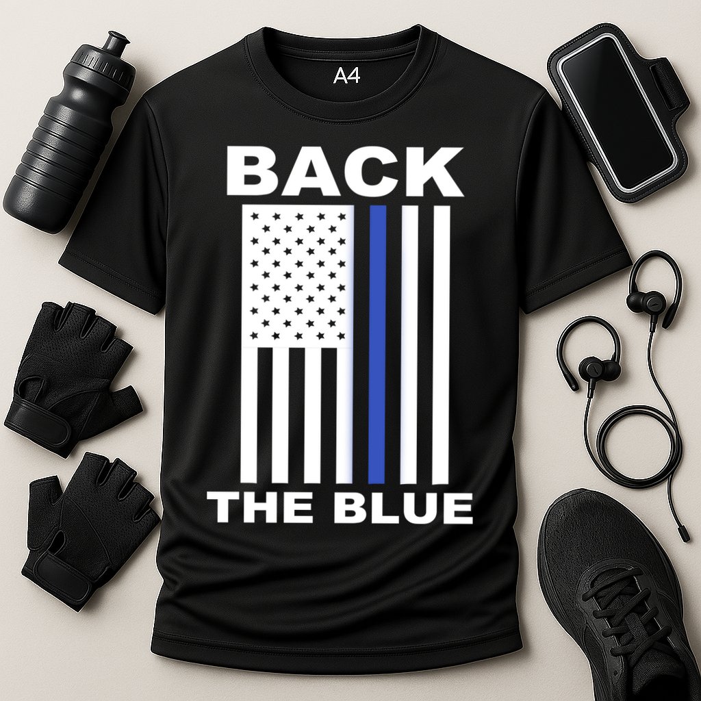 Back The Blue US Thin Line Support Cops Performance Shirt