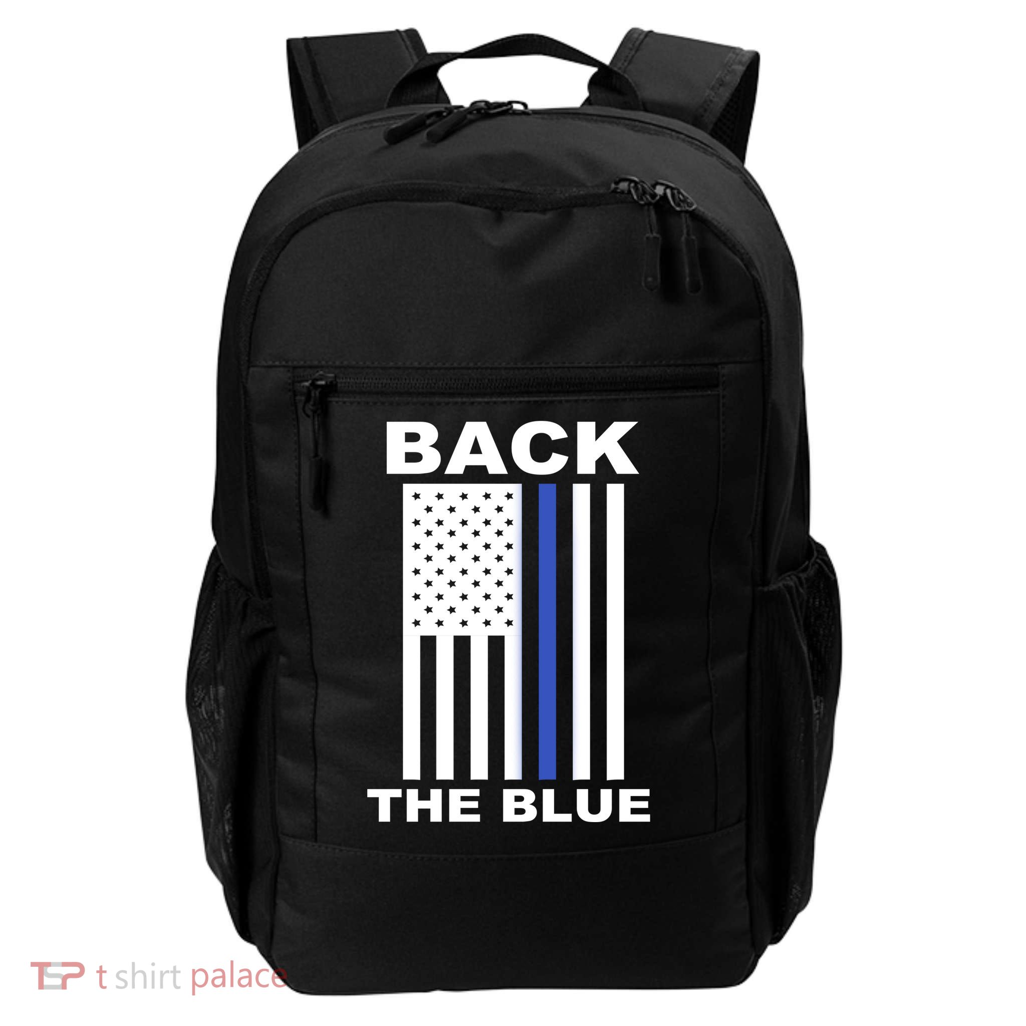 Back The Blue US Thin Line Support Cops Daily Commute Backpack