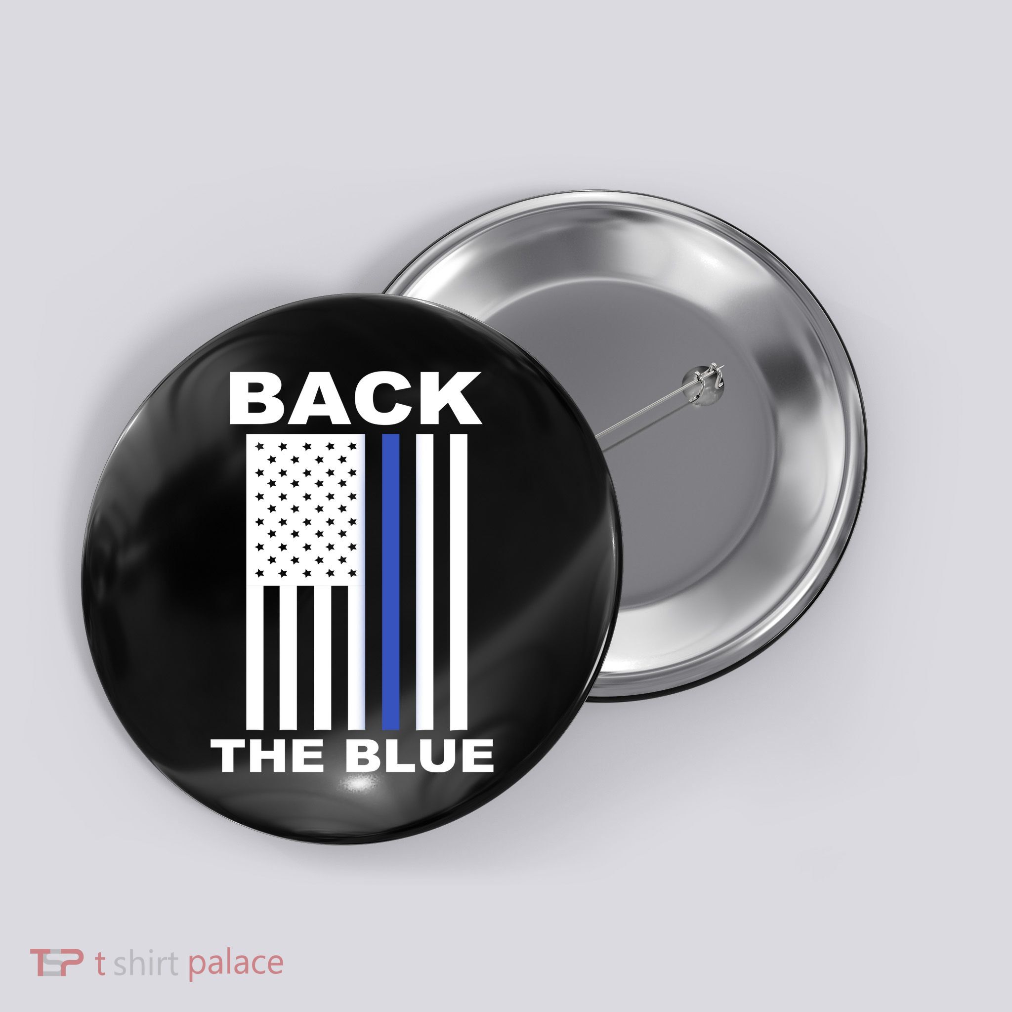 Back The Blue US Thin Line Support Cops Button