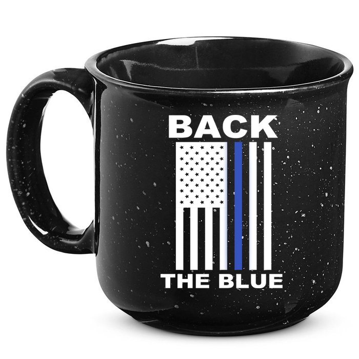 Back The Blue US Thin Line Support Cops 15oz Campfire Ceramic Mug