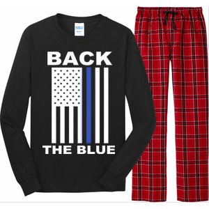 Back The Blue US Thin Line Support Cops Long Sleeve Pajama Set