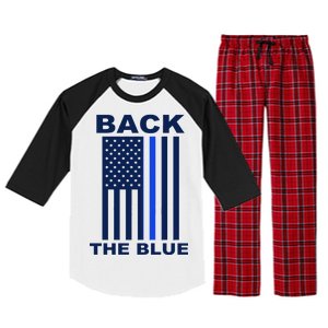 Back The Blue US Thin Line Support Cops Raglan Sleeve Pajama Set