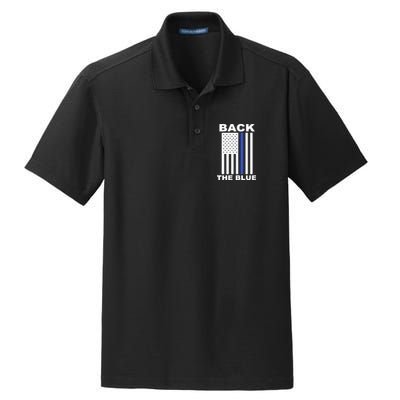 Back The Blue US Thin Line Support Cops Dry Zone Grid Polo