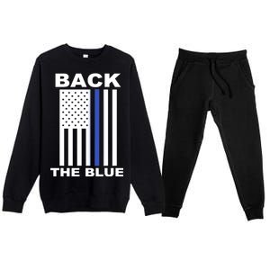 Back The Blue US Thin Line Support Cops Premium Crewneck Sweatsuit Set