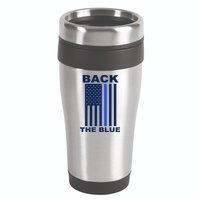 Back The Blue US Thin Line Support Cops 16oz Travel Tumbler