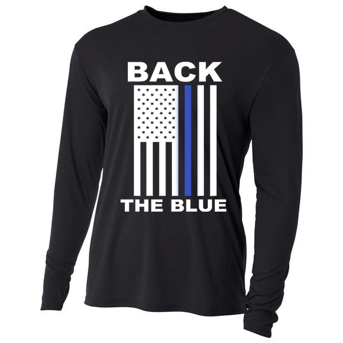 Back The Blue US Thin Line Support Cops Cooling Performance Long Sleeve Crew