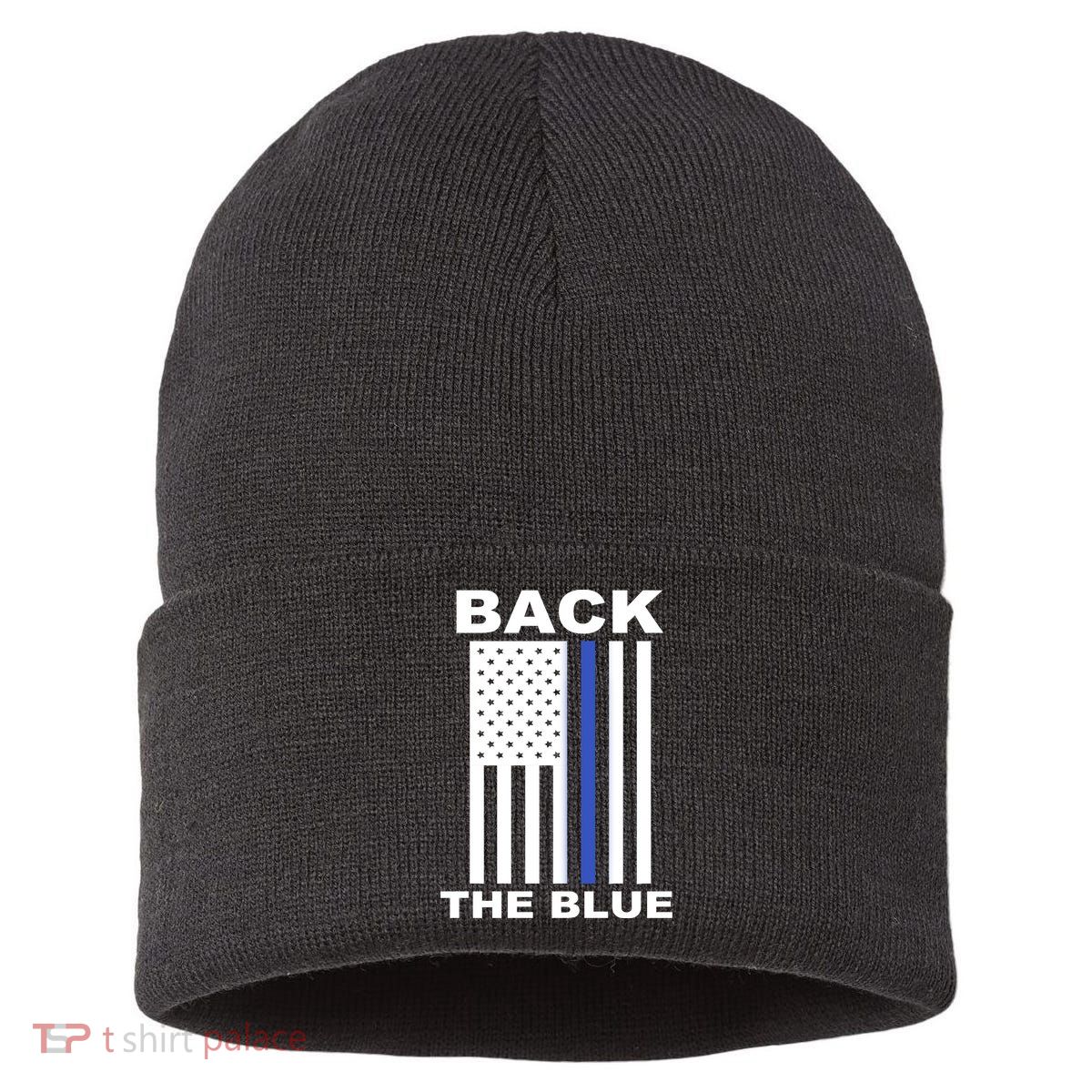 Back The Blue US Thin Line Support Cops Sustainable Knit Beanie