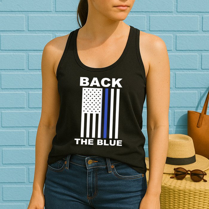 Back The Blue US Thin Line Support Cops Womens Tank Top