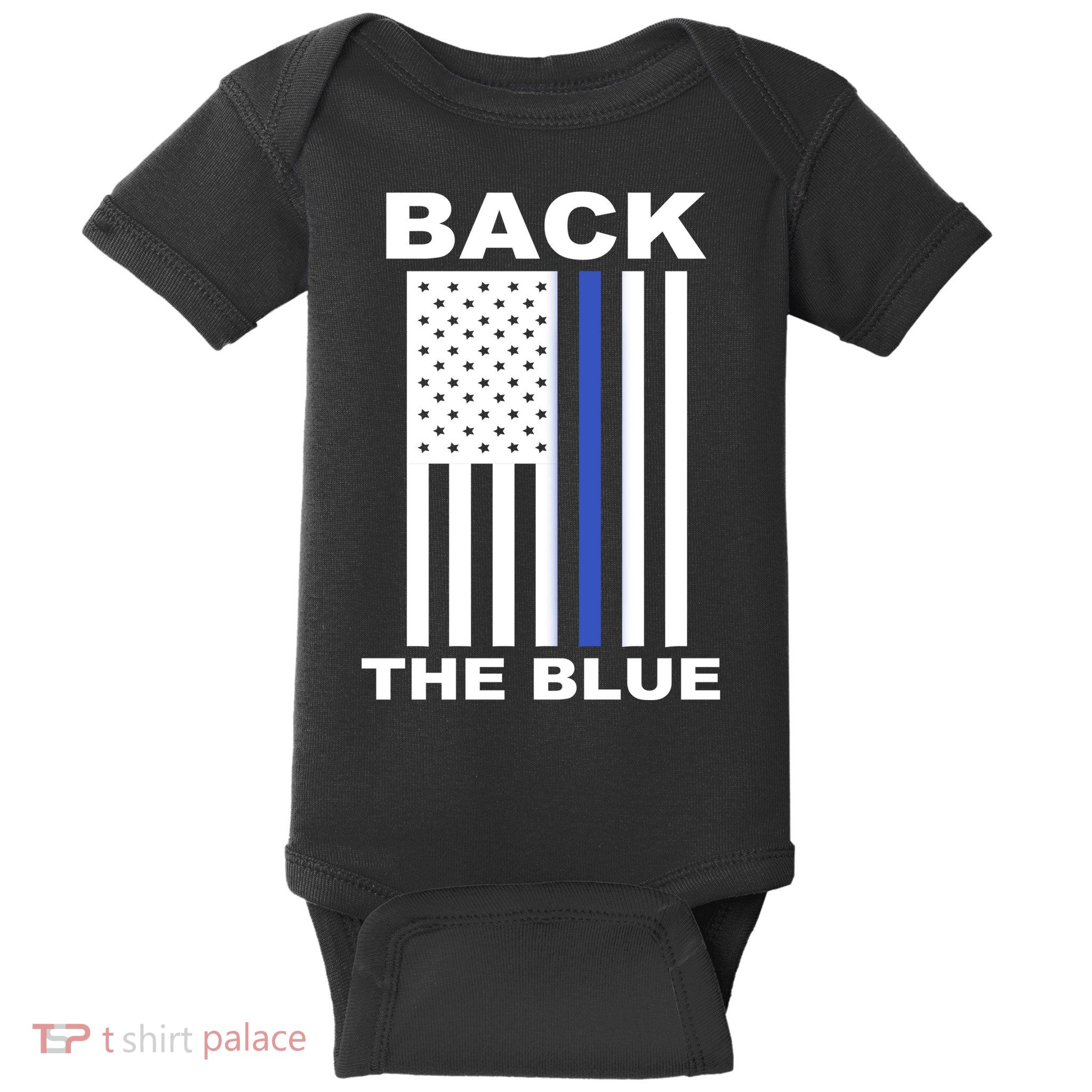 Back The Blue US Thin Line Support Cops Baby Bodysuit