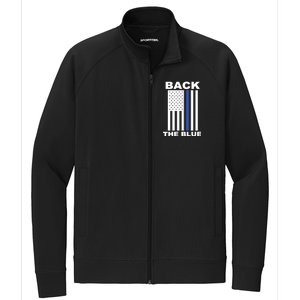 Back The Blue US Thin Line Support Cops Stretch Full-Zip Cadet Jacket