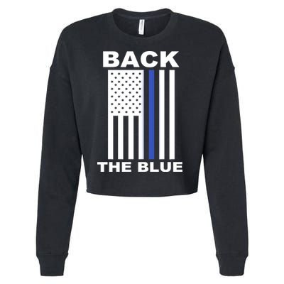 Back The Blue US Thin Line Support Cops Cropped Pullover Crew
