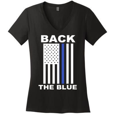 Back The Blue US Thin Line Support Cops Women's V-Neck T-Shirt