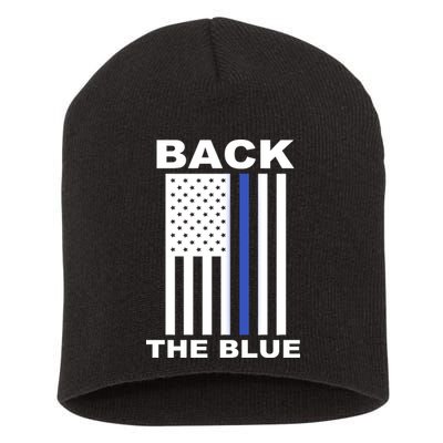 Back The Blue US Thin Line Support Cops Short Acrylic Beanie