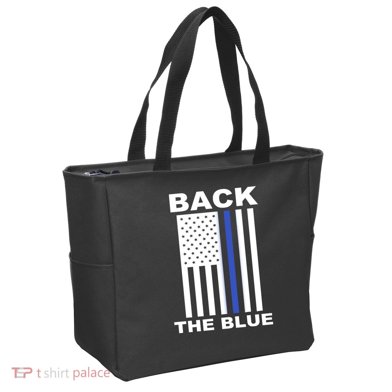 Back The Blue US Thin Line Support Cops Zip Tote Bag